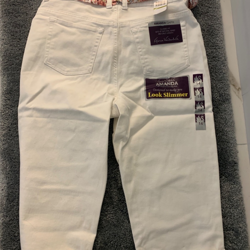 NWT Gloria Vanderbilt Capri size 14; white - Picture 3 of 5